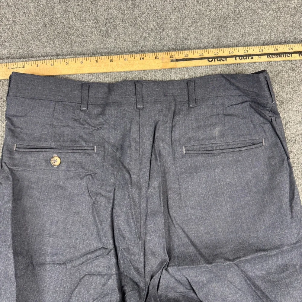 Haggar Dress Pants Mens Size 36x34 Navy Blue Imperial Premium Edition Flat Front